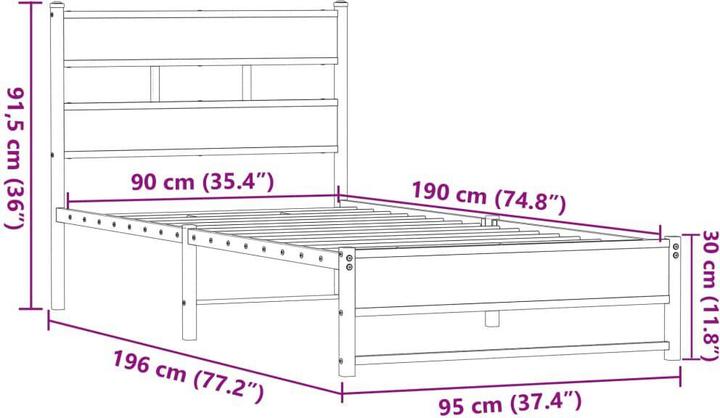 Actual product image VidaXL Metal bed Bed slatted frame single bed Bed frame without mattress 90x190cm (90 x 190 cm)