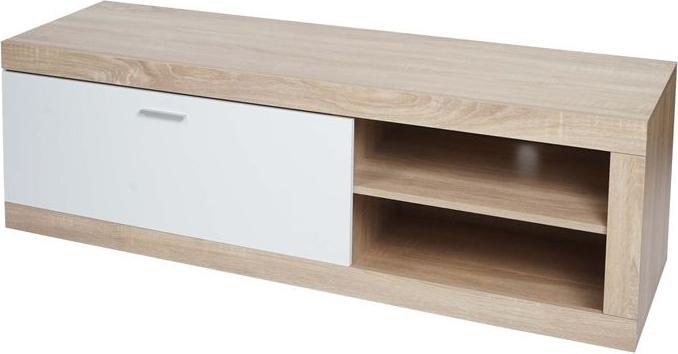 Image du produit Mendler Rack TV HWC-L33, bois 43x140x41cm Compartiment de rangement, aspect chêne, blanc
