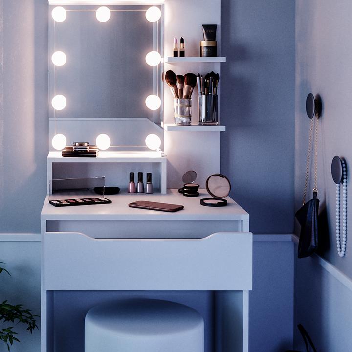 Actual product image Vicco Ruben with stool and lighting (60 x 18 x 143 cm)