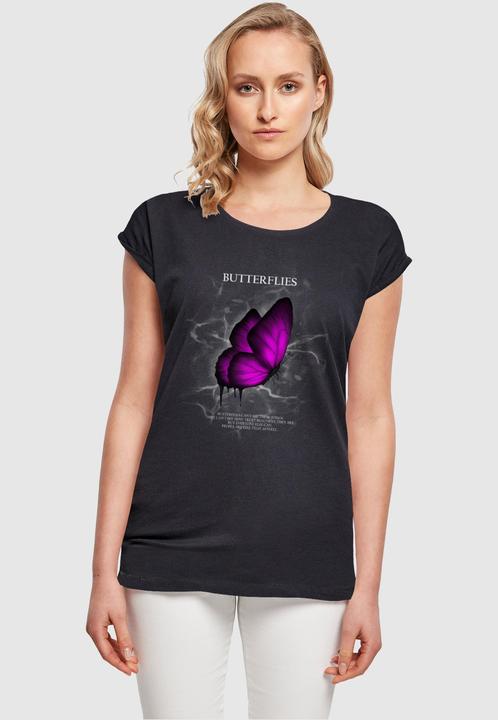 Produktbild Merchcode Ladies Butterflies Extended Shoulder Tee - 112637 (M)