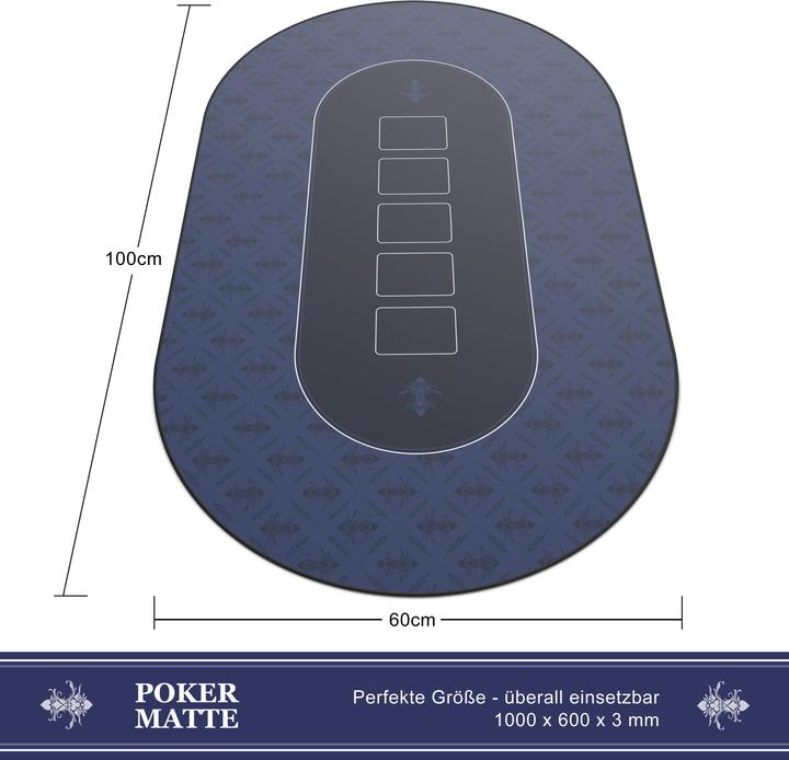 Actual product image CSL Poker mat, large desk pad 1000x600mm, oval poker table pad for card games, blue