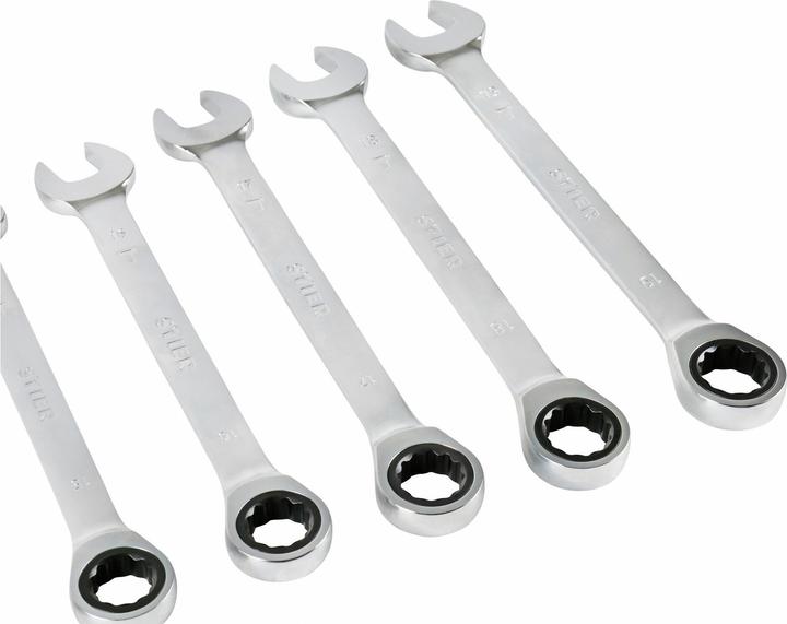 Actual product image Stier Set di chiavi combinate a cricchetto, apertura chiave 8 - 19 mm, 12 pezzi (19 mm, 18 mm, 16 mm, 15 mm, 8 mm, 14 mm, 12 mm, 13 mm, 17 mm, 9 mm, 10 mm, 11 mm)