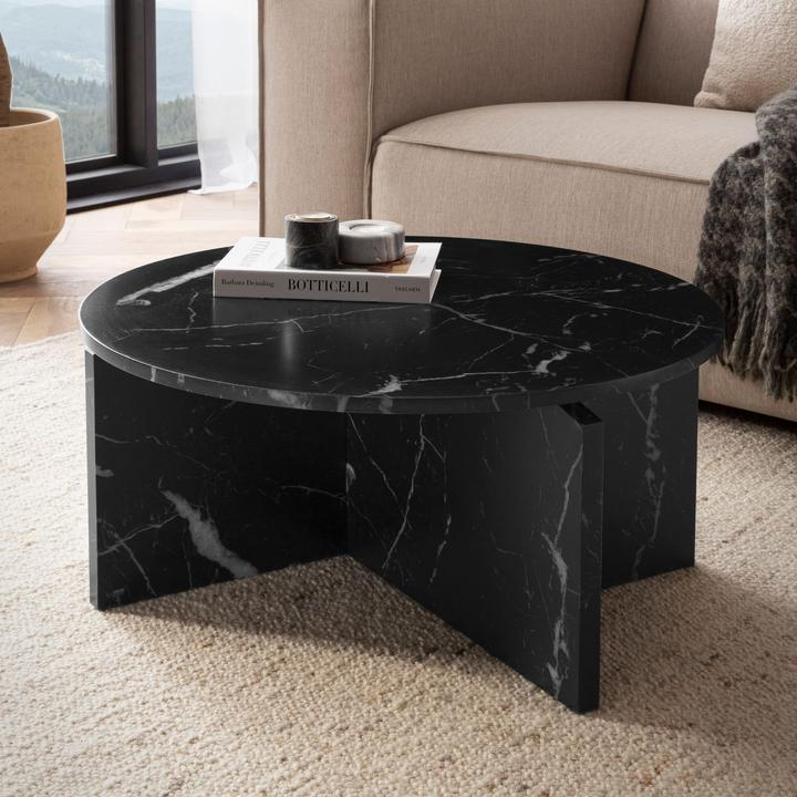Image du produit FineBuy Couchtisch 70 cm Wohnzimmertisch Sofatisch Rund Gross Kaffeetisch Modern (70 x 70 x 33 cm)