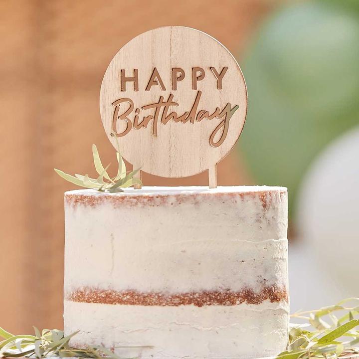 Produktbild Ginger Ray Holz Cake Topper Happy Birthday
