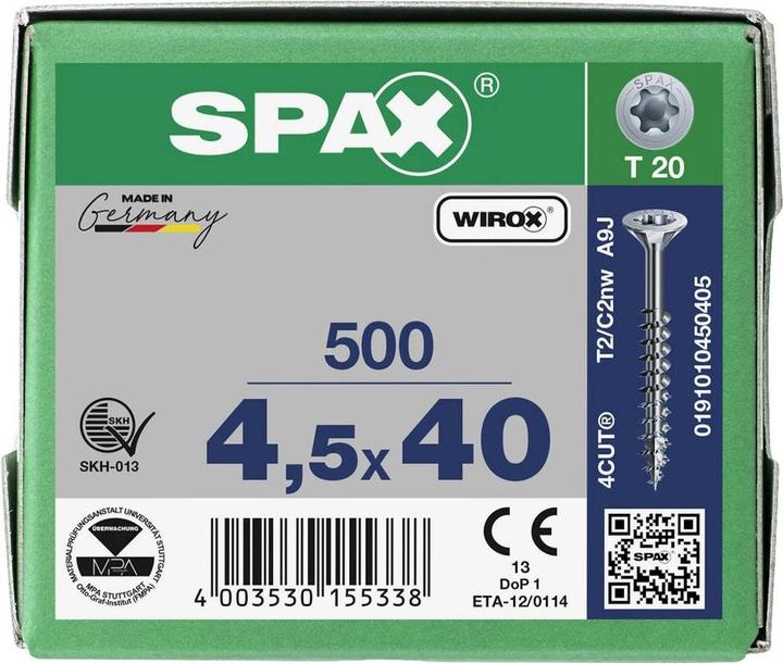 Produktbild Spax Spanplattenschrauben SK T20 4,5x40 mm (500 Schrauben pro Stück)