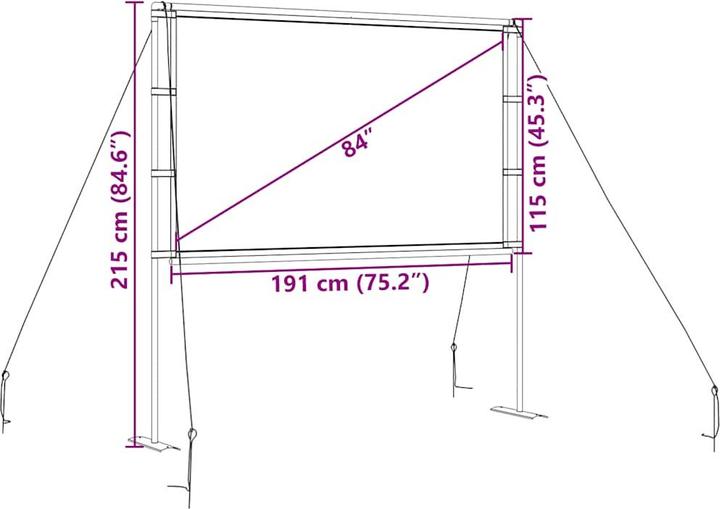 Immagine prodotto VidaXL Schermo per proiettore con supporto Schermo per proiezione da 84 pollici 16:9 (84", 16:9)