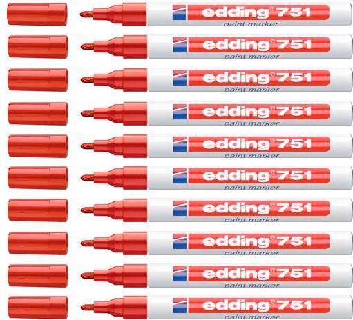 Image du produit Edding 751 Marqueur pour vernis brillant (Rouge, 1 mm, 1 x)