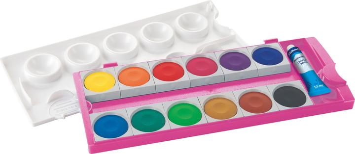 Actual product image Pelikan Opaque paint, paint box paint box K12® Pink/Glitter incl. opaque white, 12 colours (Multicoloured)