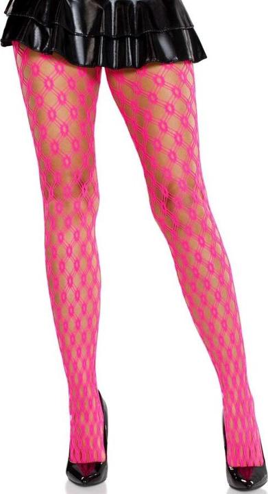 Produktbild Leg Avenue - Spitzenstrumpfhosen Mit ã–Sen Neon Pink