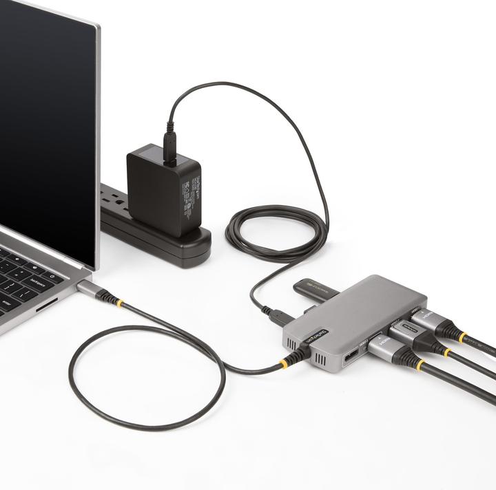 Actual product image StarTech COM USB-C Triple Monitor Multiport Adapter HDMI/DisplayPort USB Hub 3-Port 10Gbps USB Hub P (USB-C, 3 Ports)