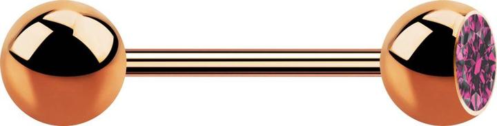 Star Piercing Micro Barbell rosegold mit Kugel und Kugel Kristall pink (Chirurgenstahl 316L, ohne Messing)