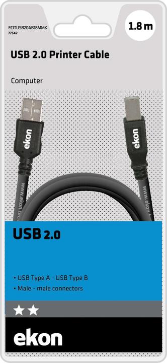 Immagine prodotto Ekon Cavo USB maschio tipo A-B per stampante (1.80 m, USB 2.0)