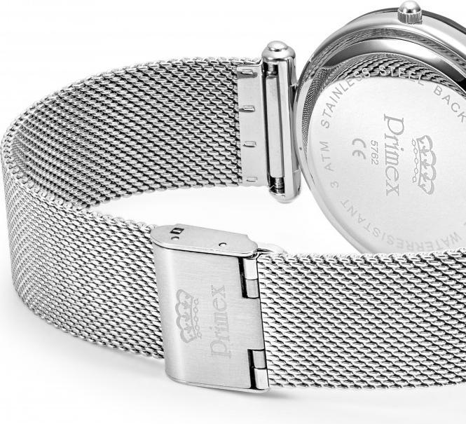 Image du produit Primex Montre Dame Swiss Made Bracelet Metal Argente Cadran Bleu Etanche 30 M Grande (Montre analogique, 40 mm)