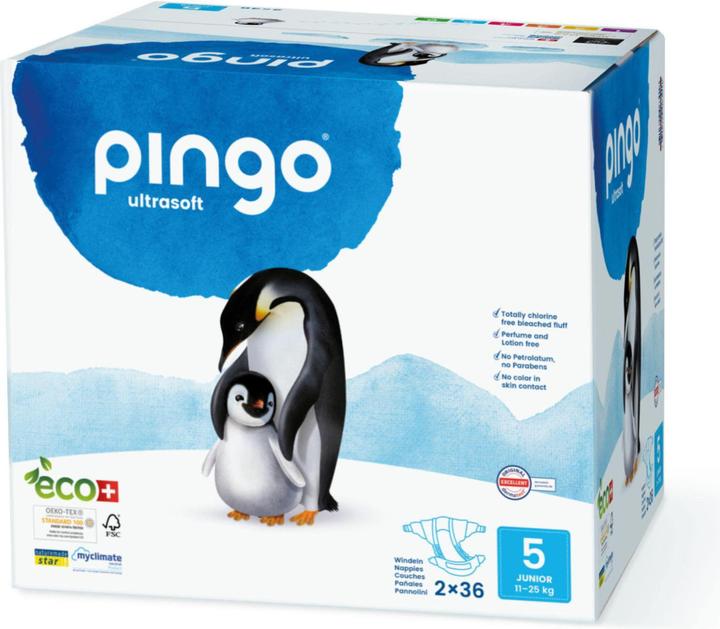 Produktbild Pingo Ökowindeln (Gr. 5, Tragepack, 72 Stück)