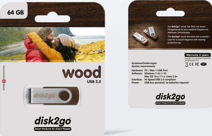 Actual product image Disk2go Wood (64 GB, USB-A)