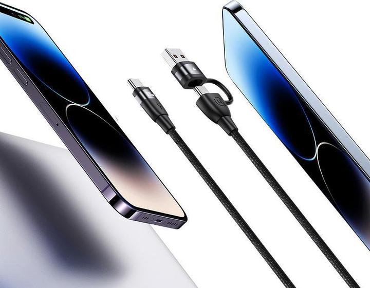 Actual product image Usams Cable U85 2xUSB-C/USB-A 2m 100W PD Fast Charge czarny/black SJ655USB01 (US-SJ655) (2 m, USB 3.2 Gen 1, 100 W)