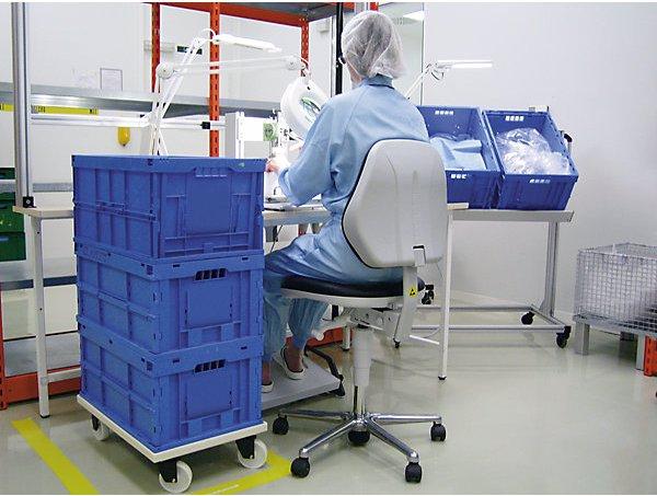 Produktbild Bimos Reinraum-Arbeitsstuhl, mit Gleitern und Aufstieghilfe, Sitzneigungsverstellung