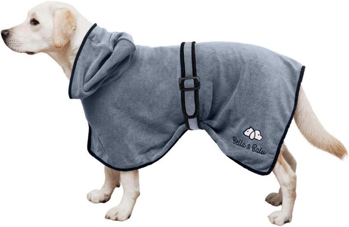 Produktbild Bella & Balu Hundebademantel aus Mikrofaser M Grau (M, Hundemantel)