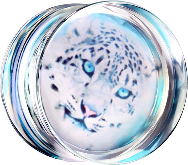 Produktbild Star Piercing Flared Plug transparent mit Gepard (ohne Messing, Acryl)