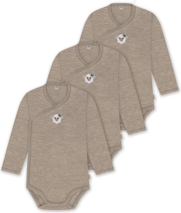 Normani 3er Pack Merino Baby-Body langärmeliger Wickelbody für 0-24 Monate - 9349