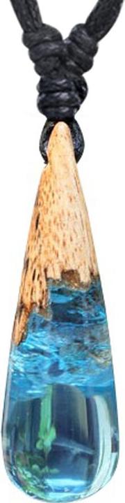 Produktbild Star Piercing Halskette schwarz Anhänger Kegel höhle Epoxy blau aus Tamarind Holz (ohne Messing, Organisch)