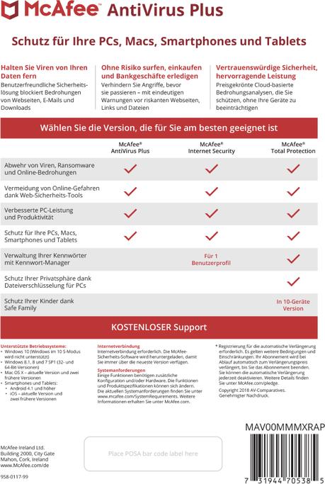 Produktbild McAfee AntiVirus Plus (10 User, 12 Monate)