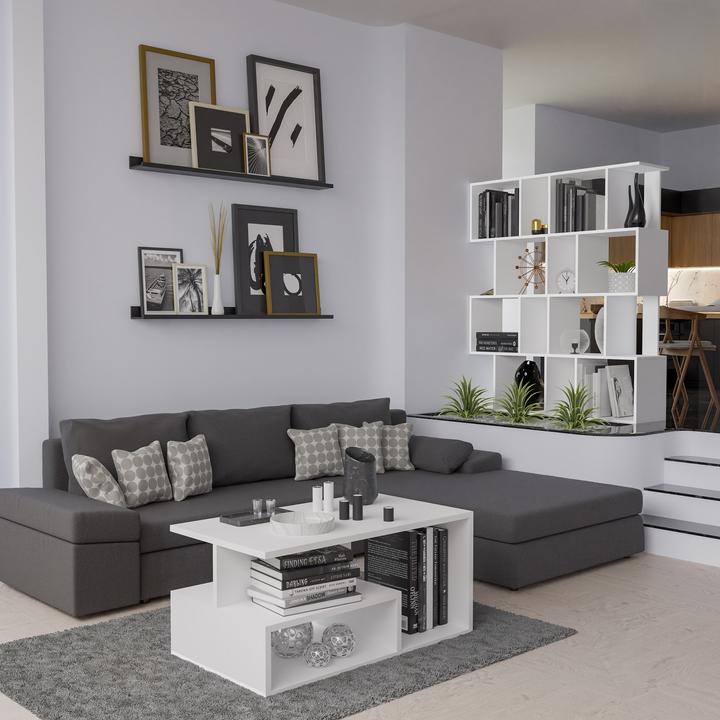 Actual product image Topeshop Bookcase FIESTA 4P 59 5x30x140 cm white (59.5 x 30 x 140 cm)