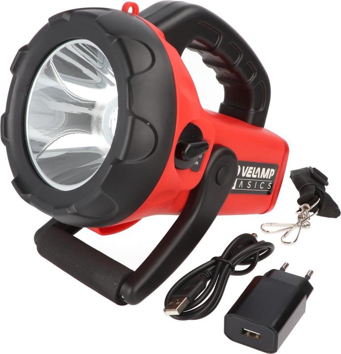 Velamp Rechargeable 10W LED spotlight with red flashing light (800 lm)