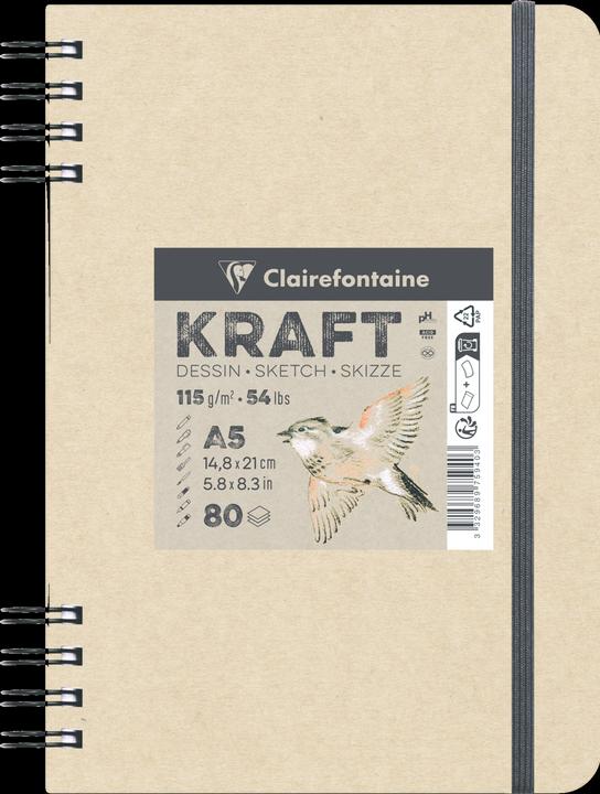 Produktbild Clairefontaine Skizzenbuch Kraft (A5, Blanko, Harter Einband)