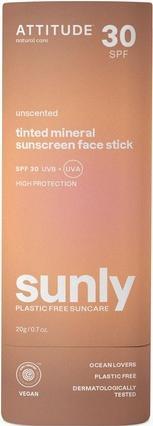 Attitude Getönter Mineral-Sonnenschutz-Gesichtsstift mit Zinkoxid SPF 30 20g (Sonnencreme, SPF 30)