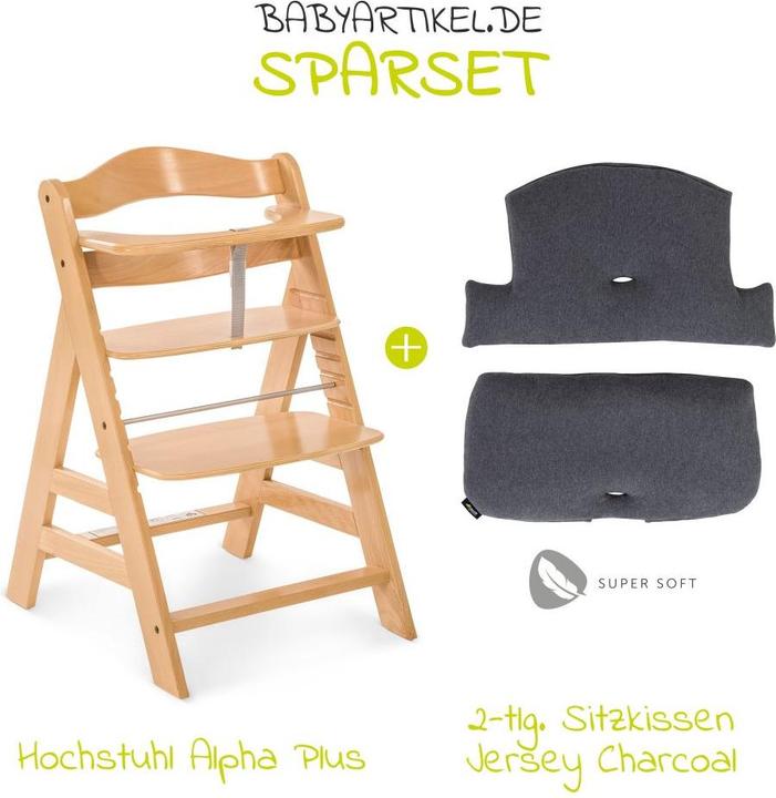 Actual product image Hauck Highchairs Highchair Alpha Plus Natural - in economy set incl. (Highchair)