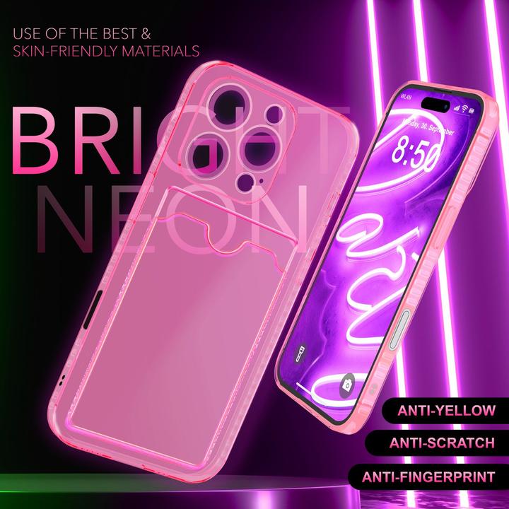 Actual product image Nalia Clear transparent neon silicone cover card holder (Apple iPhone 16 Pro)