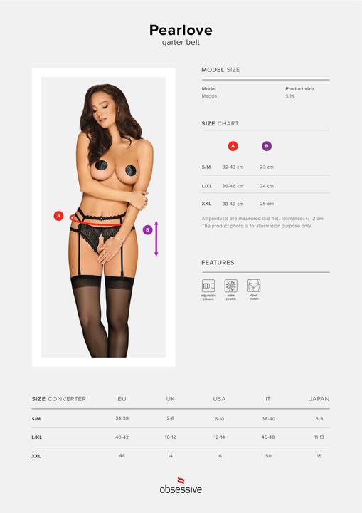 Produktbild Obsessive Pearlove garter belt black XXL (XXL)