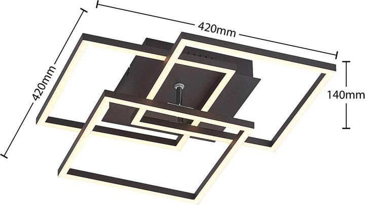 Produktbild Lindby Qiana LED-Deckenlampe CCT, eckig, schwarz (1600 lm)