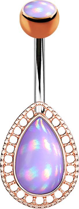 Actual product image Star Piercing Banana rosegold drop with epoxy stone violet (Surgical steel 316L, Brass)