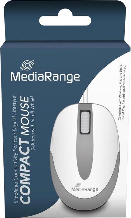 Immagine prodotto MediaRange MOUSE OTTICO CON CAVO MROS214 3 pulsanti bianco/grigio chiaro (Cablato)