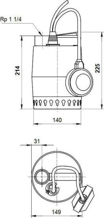 Actual product image Grundfos submersible pump Unilift KP 250A1 with float 012H1600 (Basement pump)