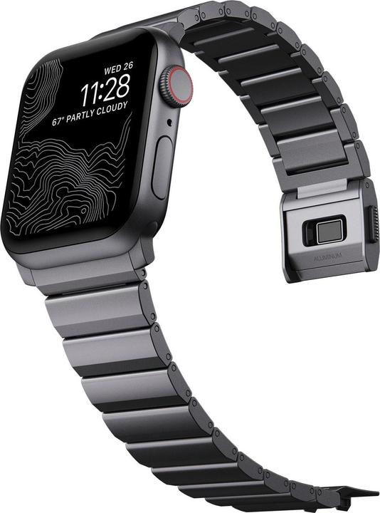 Nomad Bracelet Aluminium Apple Watch Gray (21.5 mm, grade N52 magnet, Stainless steel 316, Aluminium)
