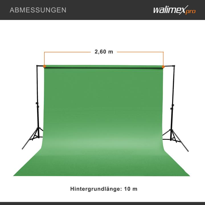 Produktbild Walimex pro Hintergrundkarton 2,60x10m chroma Fotohintergrund Backdrop (260 cm)