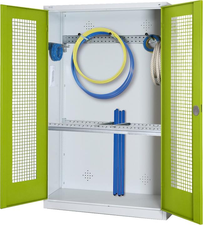 Produktbild C+P Modul-Sportgeräteschrank mit Grundausstattung (HxBxT: 195x120x50 cm, mit Lochblech-Flügeltüren)