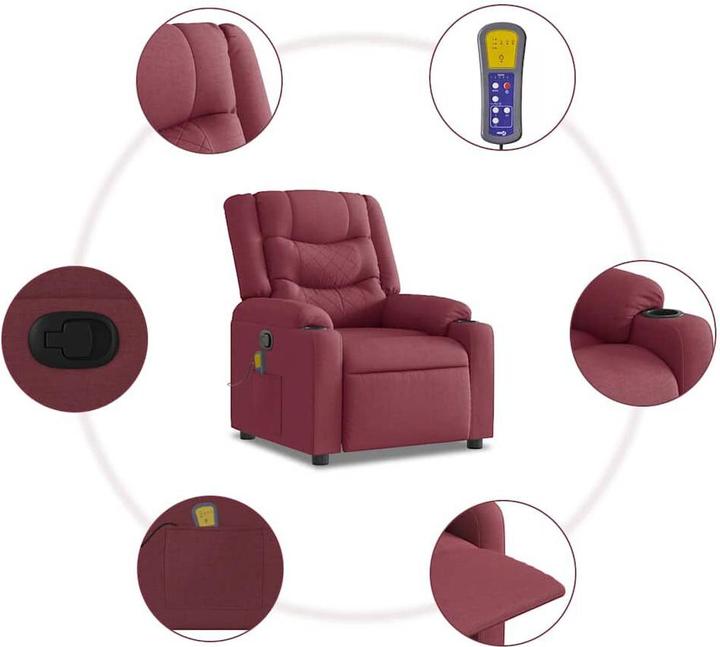 Image du produit VidaXL Fauteuil de massage vin rouge tissu