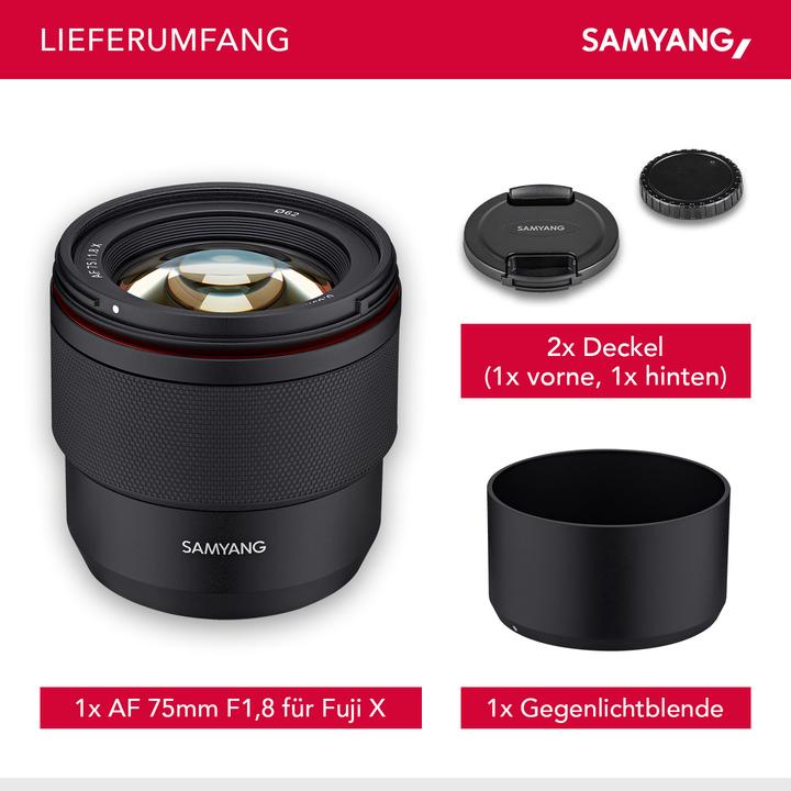 Image du produit Samyang AF 75mm F1,8 Fuji X (Fujifilm X, APS-C / DX)