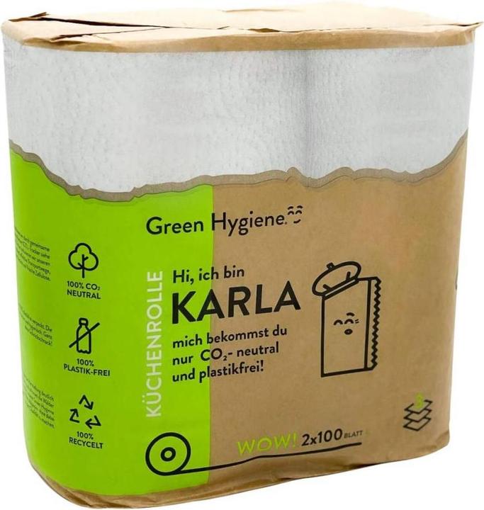 Produktbild Green Hygiene Küchenrollen KARLA 3-lagig hochweiss 36 Rollen 18 Pakete mit 2 Rollen a 100 Blatt (36 x)