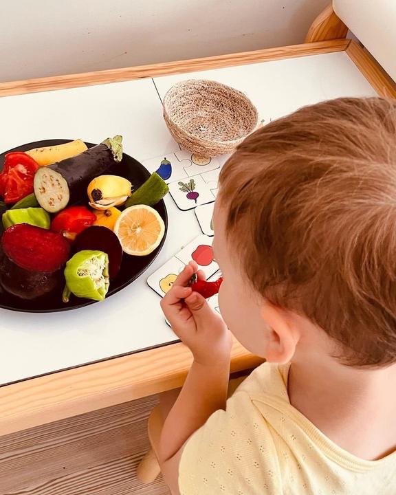 Image du produit Activity Board Puzzle en bois de fruits et légumes, puzzle de 2 pièces, matériel éducatif, cartes pour (20 pièces)