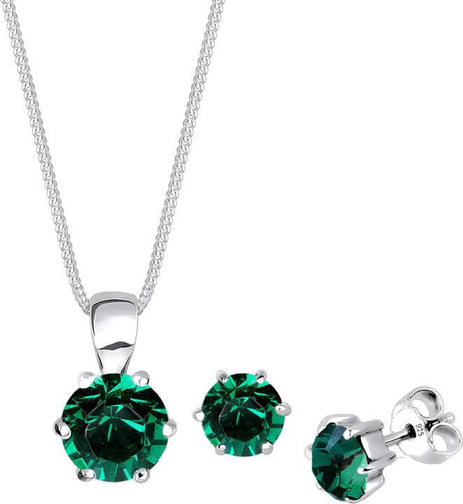 Actual product image Elli Jewellery set crystals solitaire necklace ear studs 925 silver (925 sterling silver)