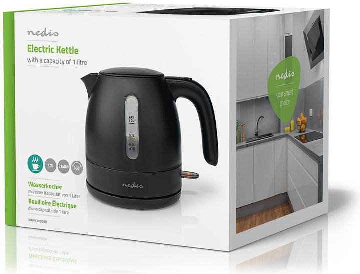Image du produit Nedis Bouilloire - Base rotative à 360° - Protection contre l'ébullition à sec - Indicateur de niveau (1 l, Prise UE)