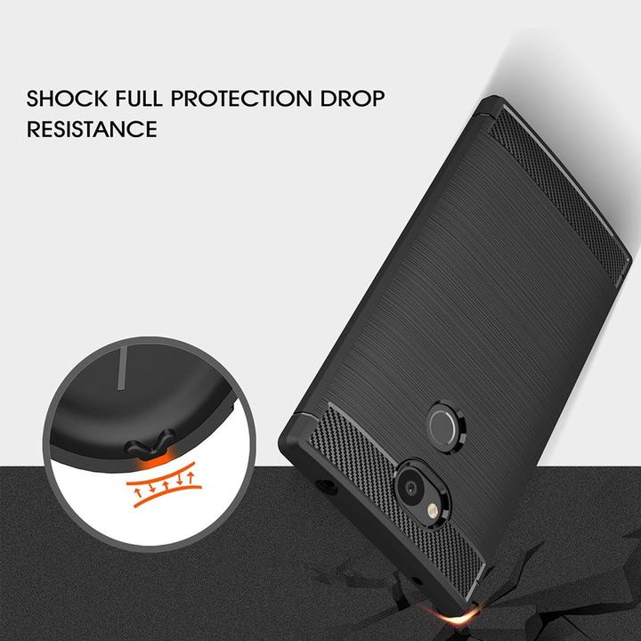 Produktbild König Design Hülle Handy Schutz für Sony Xperia L2 Case Cover Bumper Carbon Optik Etuis Grau (Sony Xperia L2)