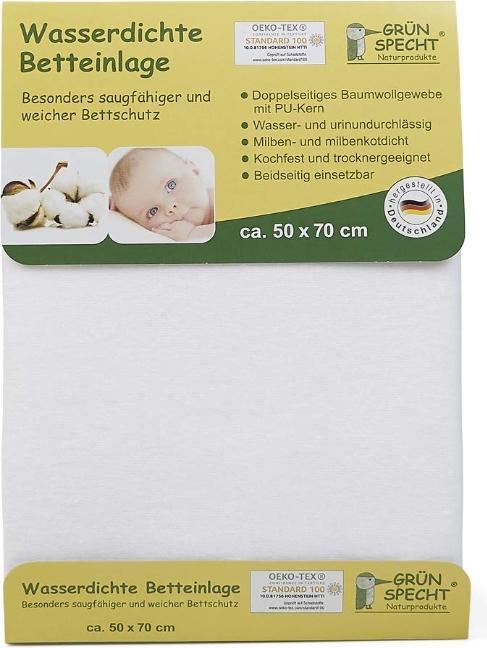 Actual product image Alkemie Grunspecht, waterproof bed foundation, 50 x 70 cm, white, 1 piece (50 x 70 cm)