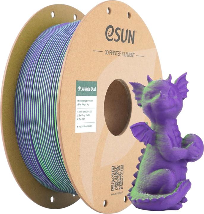 Actual product image eSUN PLA MATTE DUAL 1,75mm GREEN PURPLE 1kg (PLA, 1.75 mm, 1000 g, Multicoloured)