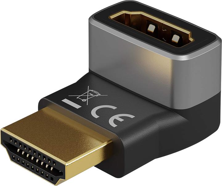 Goobay HDMI-Winkeladapter 90° vertikal, 8K @ 60 Hz, vergoldet (HDMI)